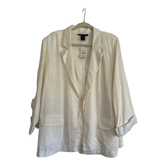 NWT Ashley Stewart Cream Linen Blazer, size 16 - Picture 1 of 5